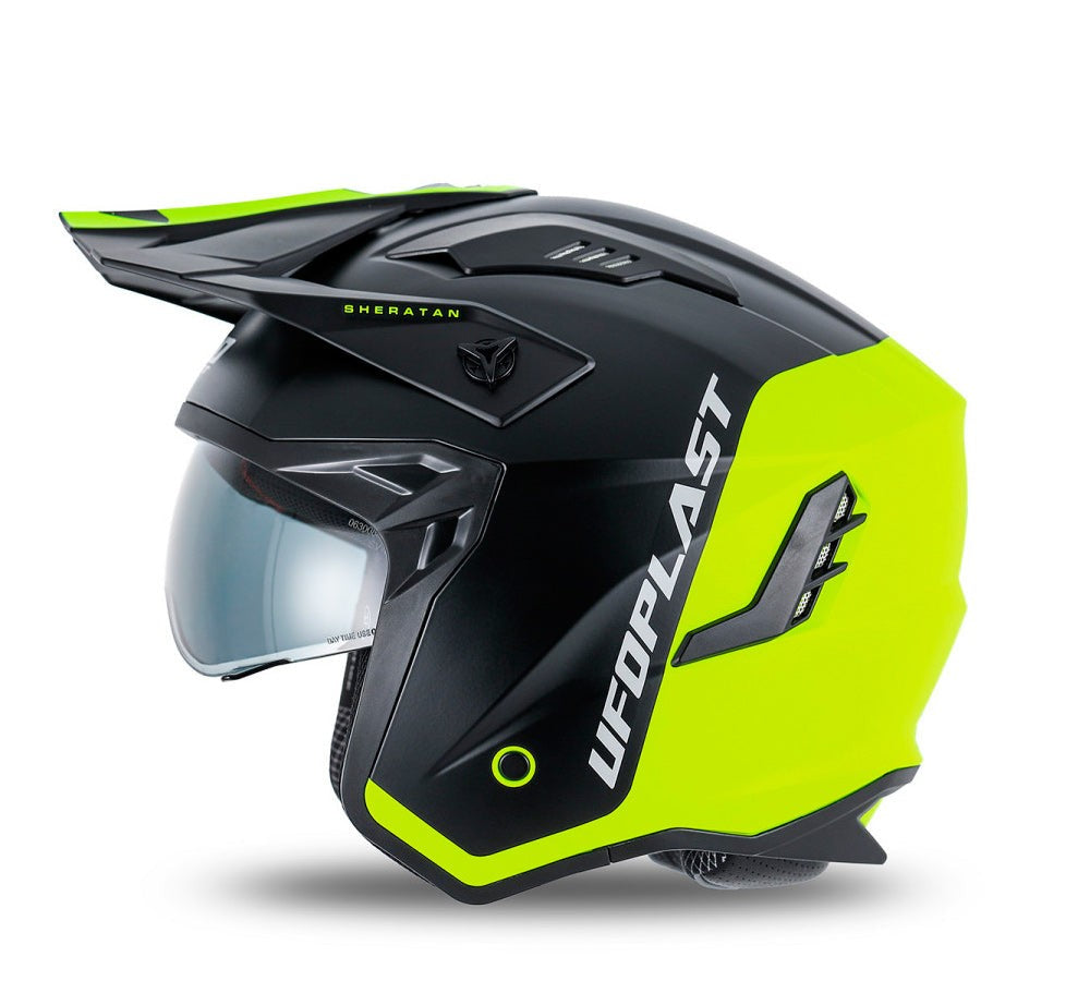 Casco urbano modelo Sheratan Jet Black Yellow Fluo | UFO Plast