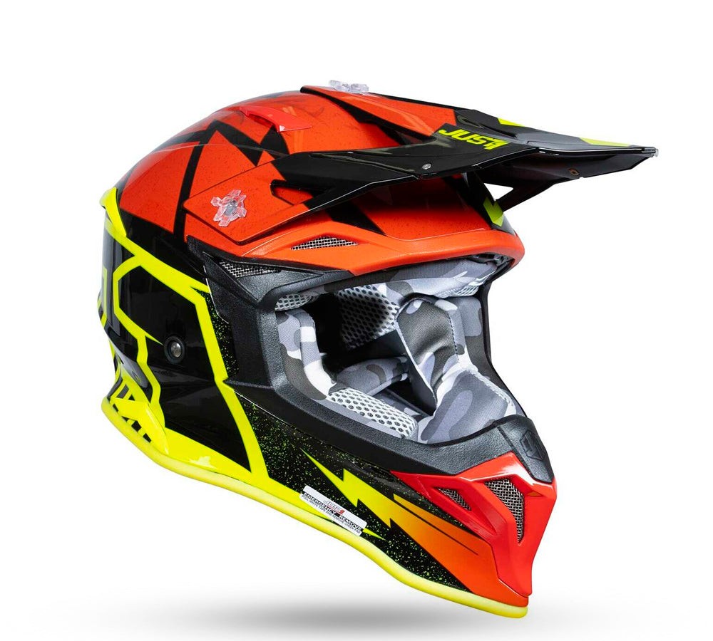 Casco motocross / enduro modelo J-39 Poseidón Fluo Yellow Red | Just 1 Racing