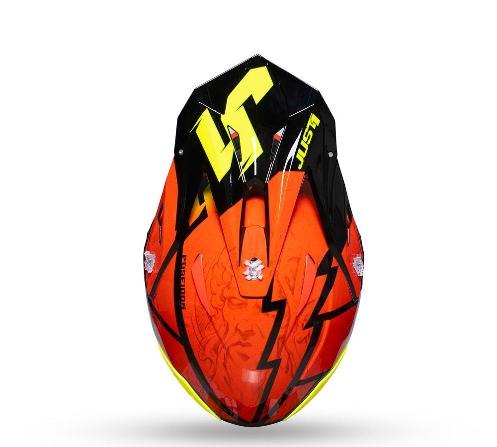 Casco motocross / enduro modelo J-39 Poseidón Fluo Yellow Red | Just 1 Racing