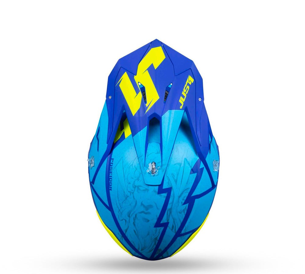 Casco motocross / enduro modelo J-39 Poseidón Fluo Yellow Blue | Just 1 Racing