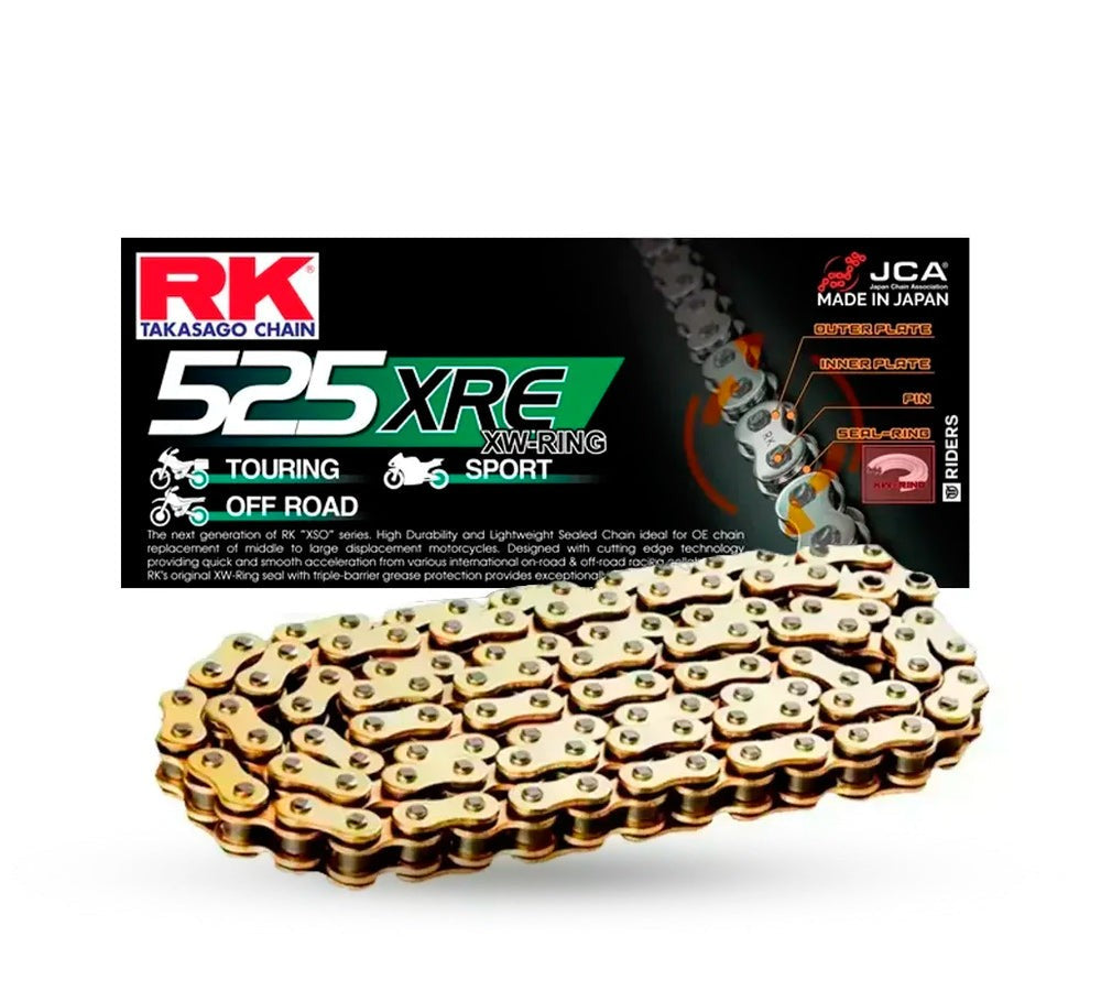Cadena de moto para turismo, Off-Road y deportivas XRE con XW Ring | RK Takasago Chain