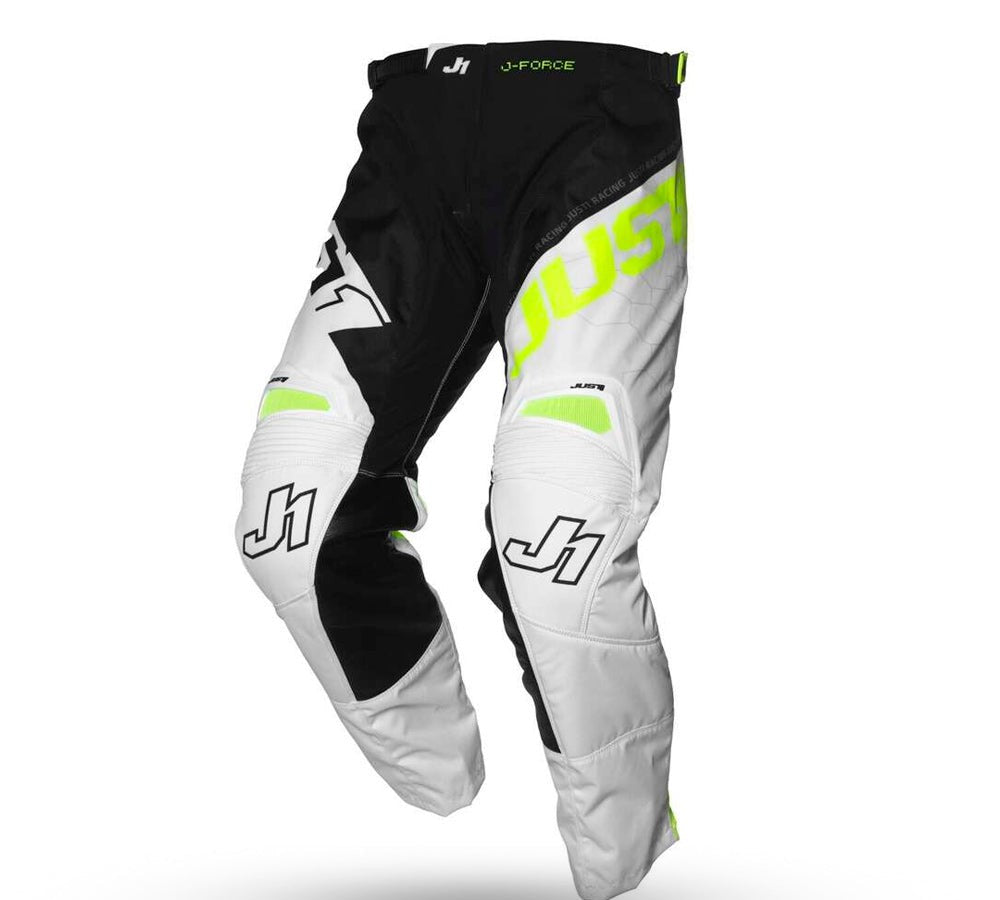 Pantalón de Motocross / Enduro modelo J-Force Hexa Balck white Fluo | Just 1 Racing