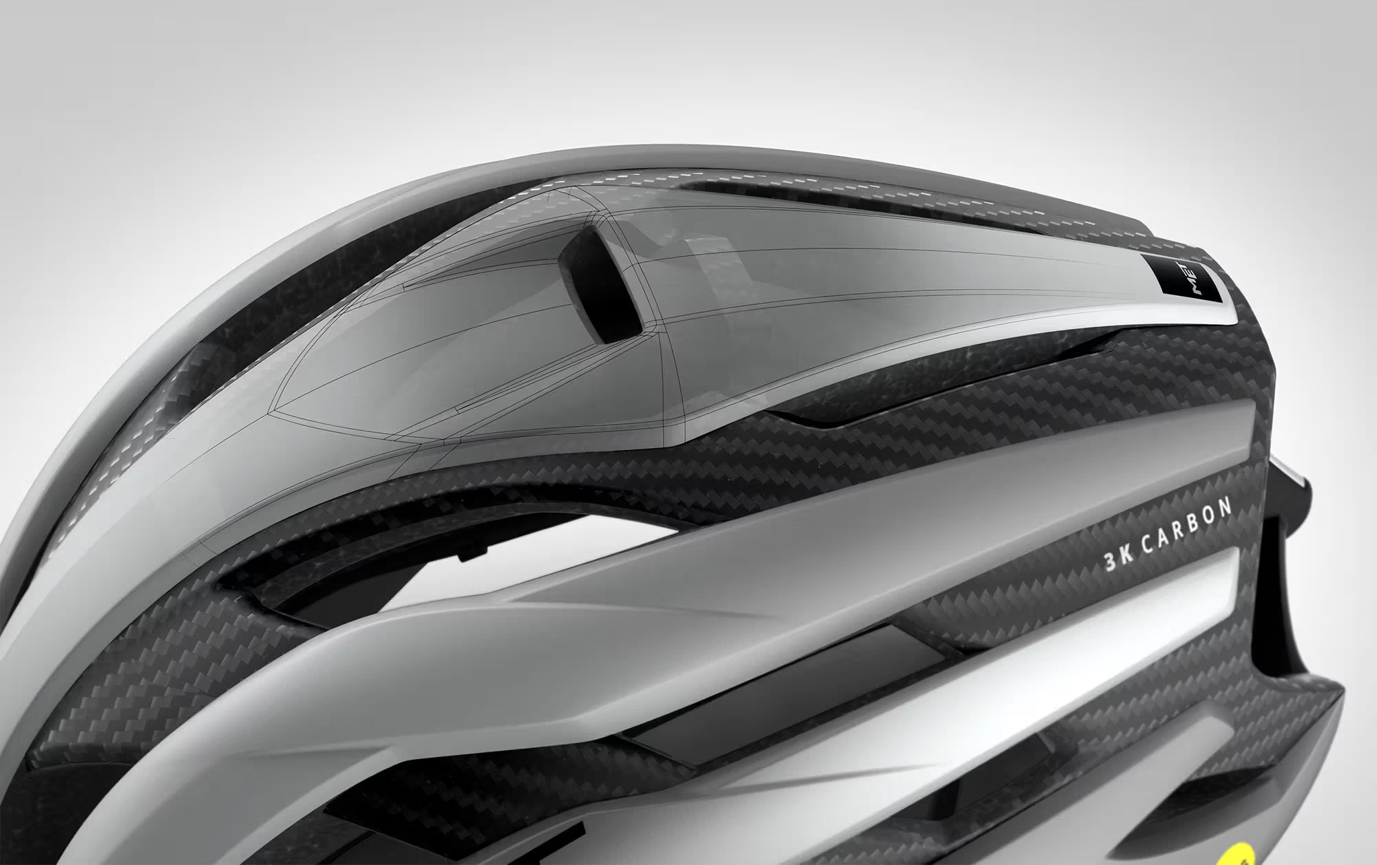 Casco de Bicicleta Met Trenta 3K Carbon Mips Ce White Silver Matt