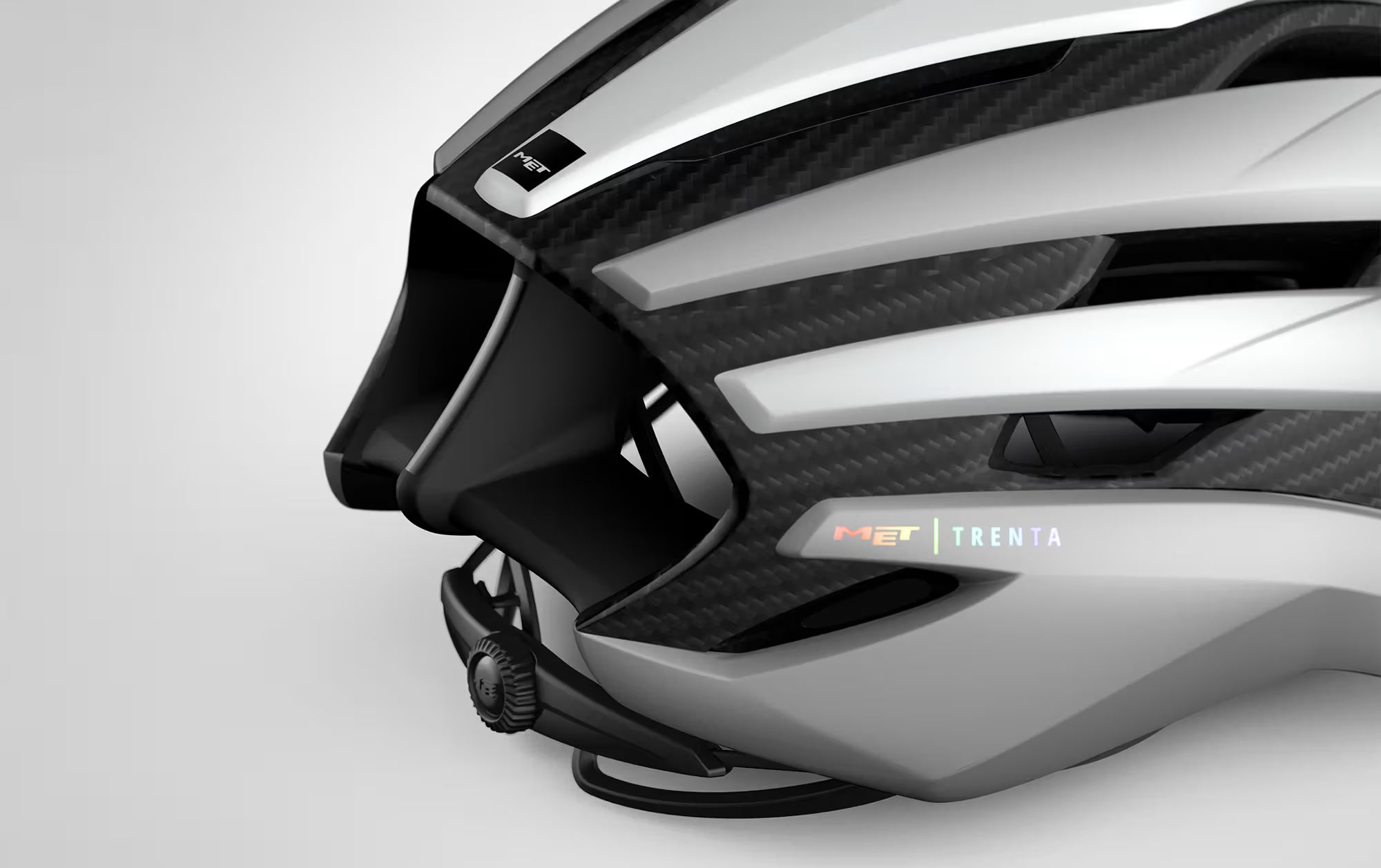 Casco de Bicicleta Met Trenta 3K Carbon Mips Ce White Silver Matt