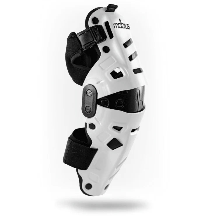 Rodillera Articulada Mobius X8H Hybrid Blanco/Negro - Motocross Enduro MTB