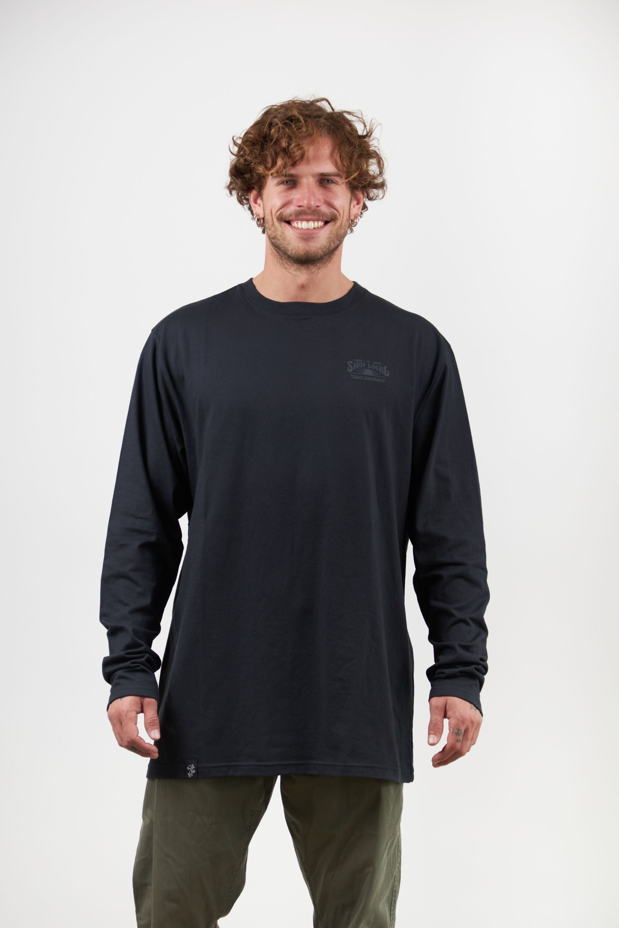 Polera Manga Larga Hombre Negra Shop Local