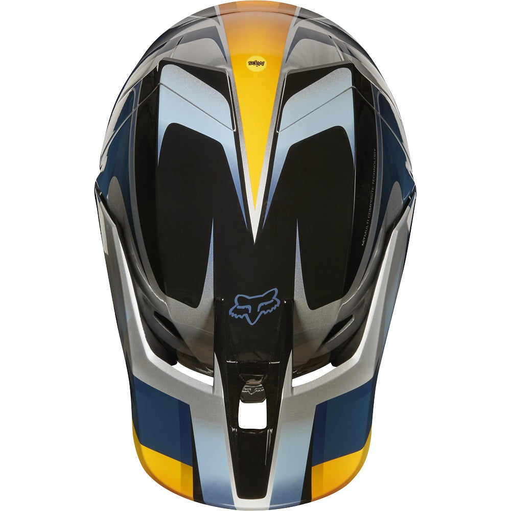 Casco Moto Fox V3 Motif Azul Plata