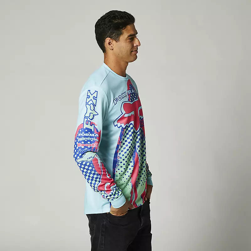 Polera Lifestyle Brushed Celeste/Rojo/Azul Fox