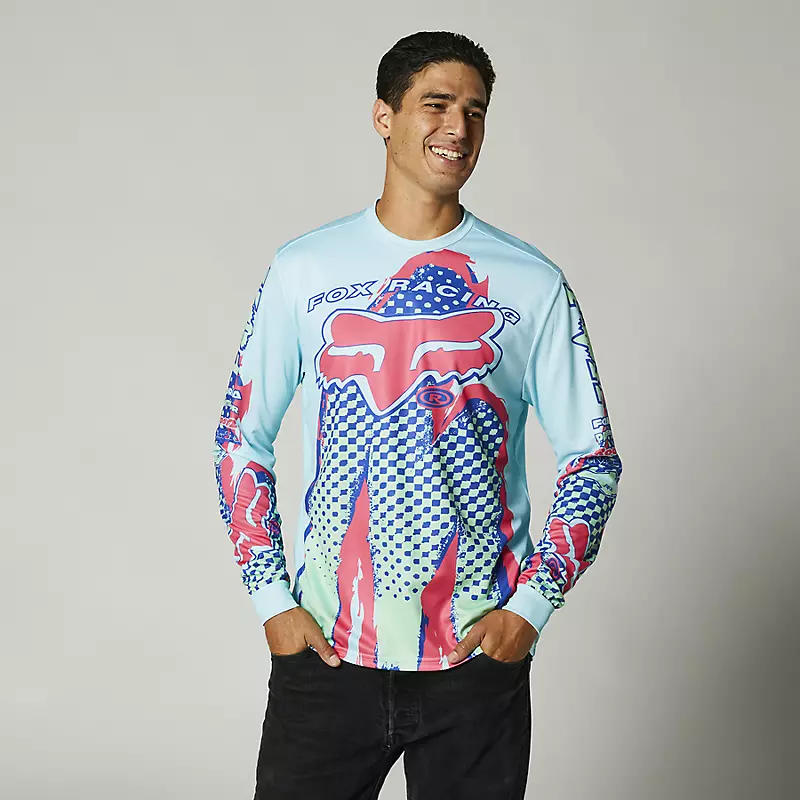 Polera Lifestyle Brushed Celeste/Rojo/Azul Fox