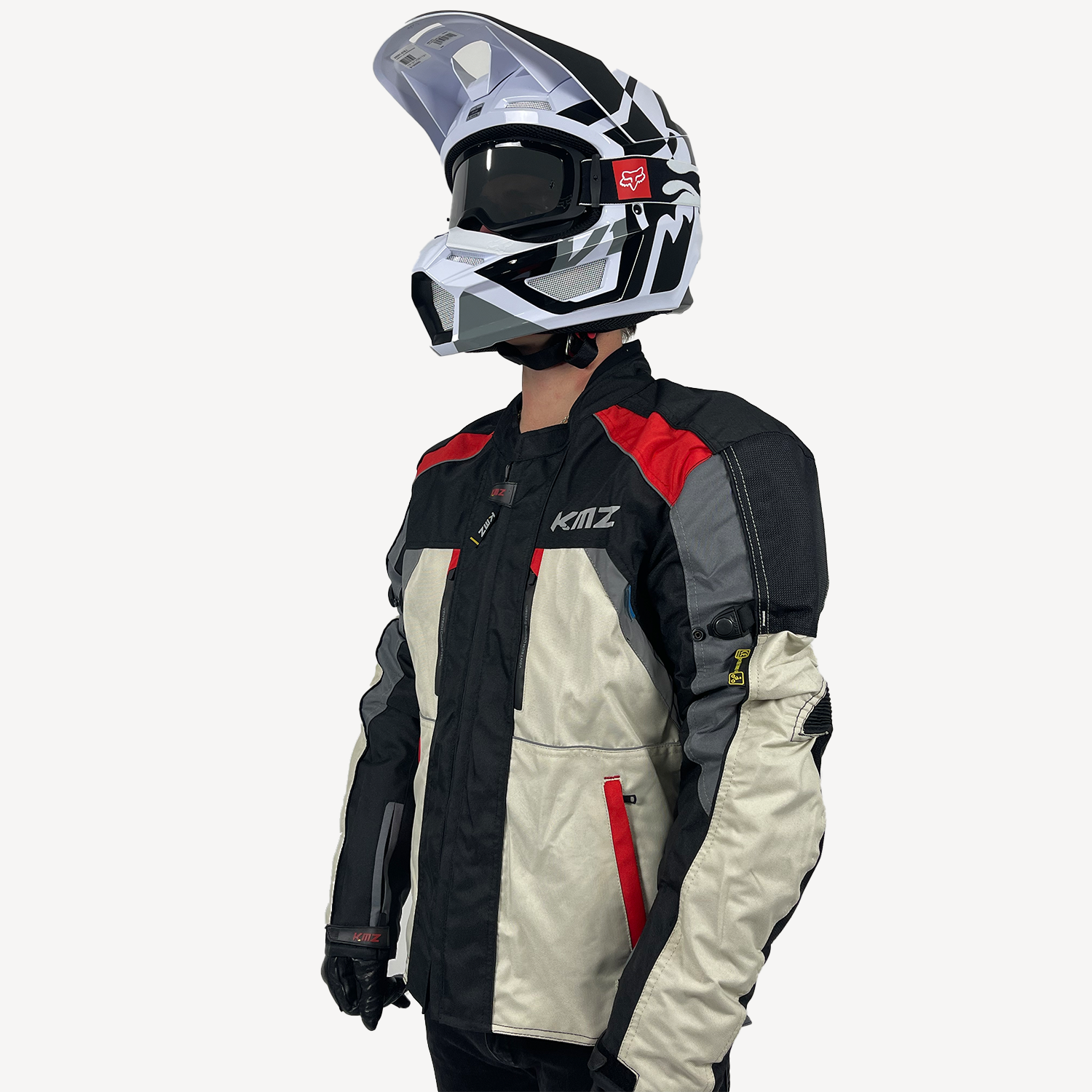 Chaqueta Moto Calle KMZ Reikon Gris/Rojo