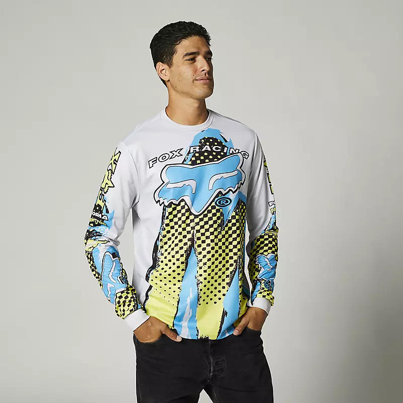 Polera Lifestyle Brushed Gris/Celeste/Amarillo Fox