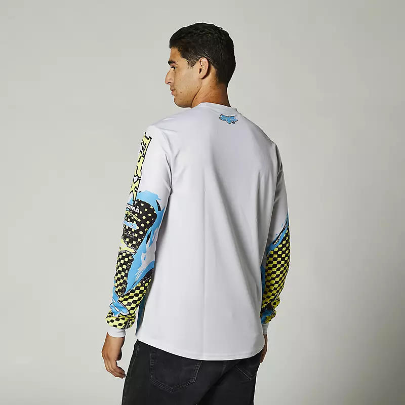 Polera Lifestyle Brushed Gris/Celeste/Amarillo Fox