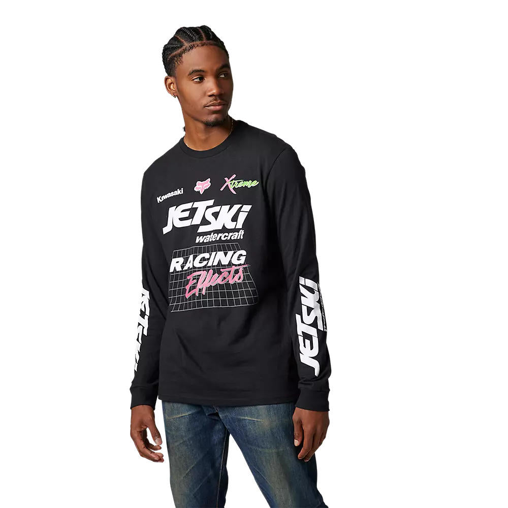 Polera Lifestyle Manga Larga Kawasaki Wet 'N' Wild Negro Fox