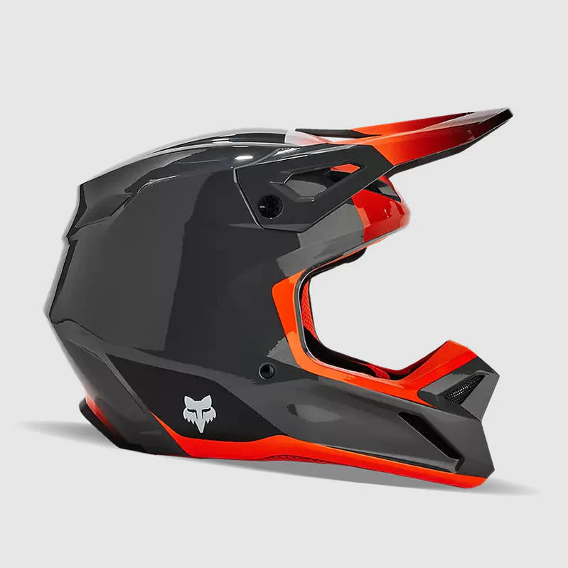 Casco Moto Fox V1 Ballast Gris/Naranjo
