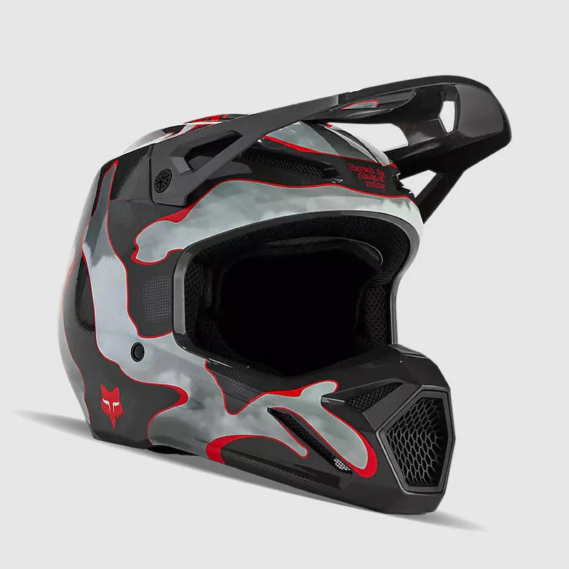 Casco Moto Fox V1 Atlas Gris/Rojo