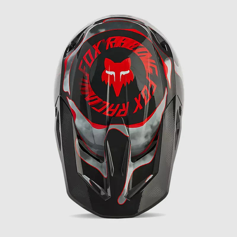 Casco Moto Fox V1 Atlas Gris/Rojo