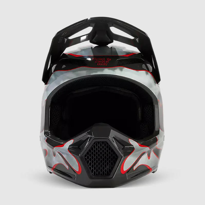 Casco Moto Fox V1 Atlas Gris/Rojo