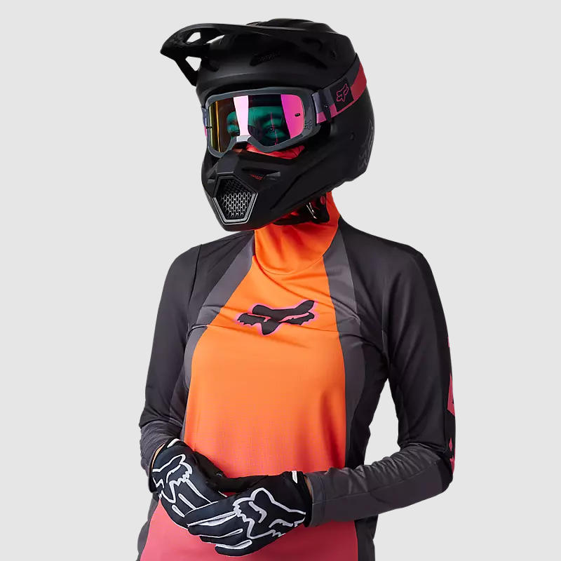 Polera Moto Mujer Ranger Drive Krux SXS Con Cuello Naranjo Fox