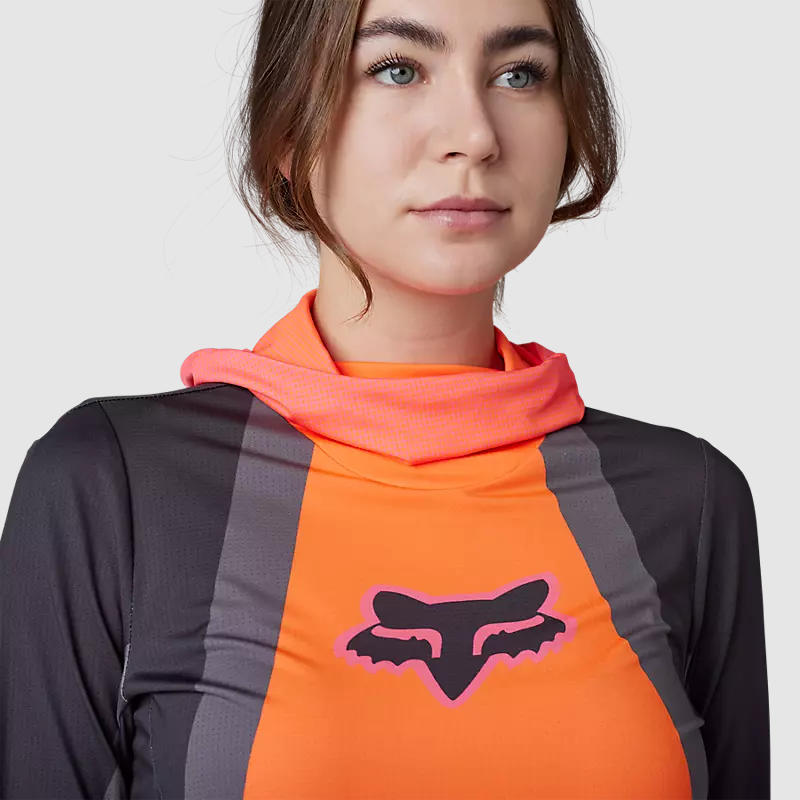 Polera Moto Mujer Ranger Drive Krux SXS Con Cuello Naranjo Fox