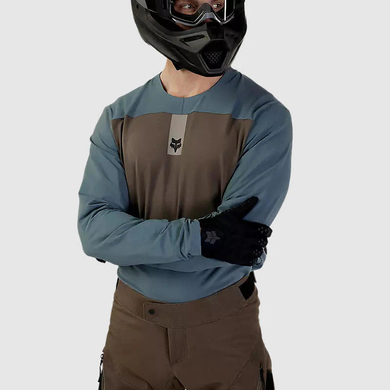 Polera Moto Defend Off Road Manga Larga Azul Acero Fox - Rideshop