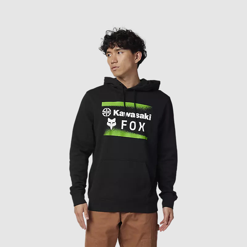 Poleron Lifestyle Canguro Fox x Kawasaki Negro Fox - Rideshop