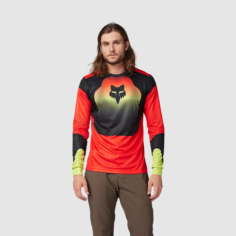 Polera Bicicleta Ranger Revise Manga Larga Rojo/Amarillo Fox