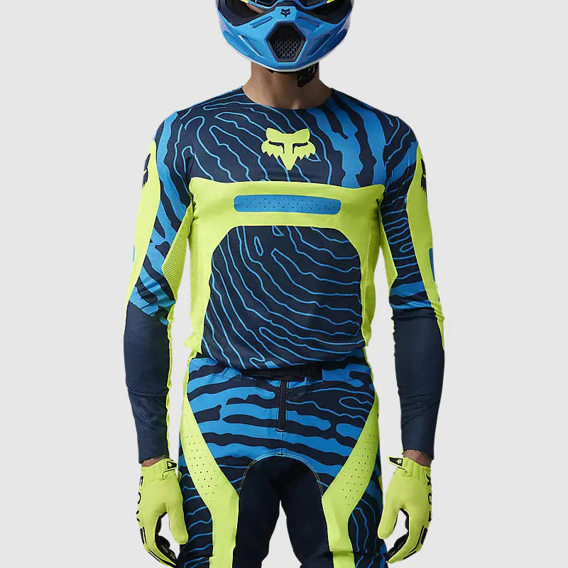 Polera Moto Fox Flexair Impression Azul/Amarillo