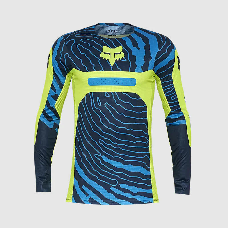 Polera Moto Fox Flexair Impression Azul/Amarillo