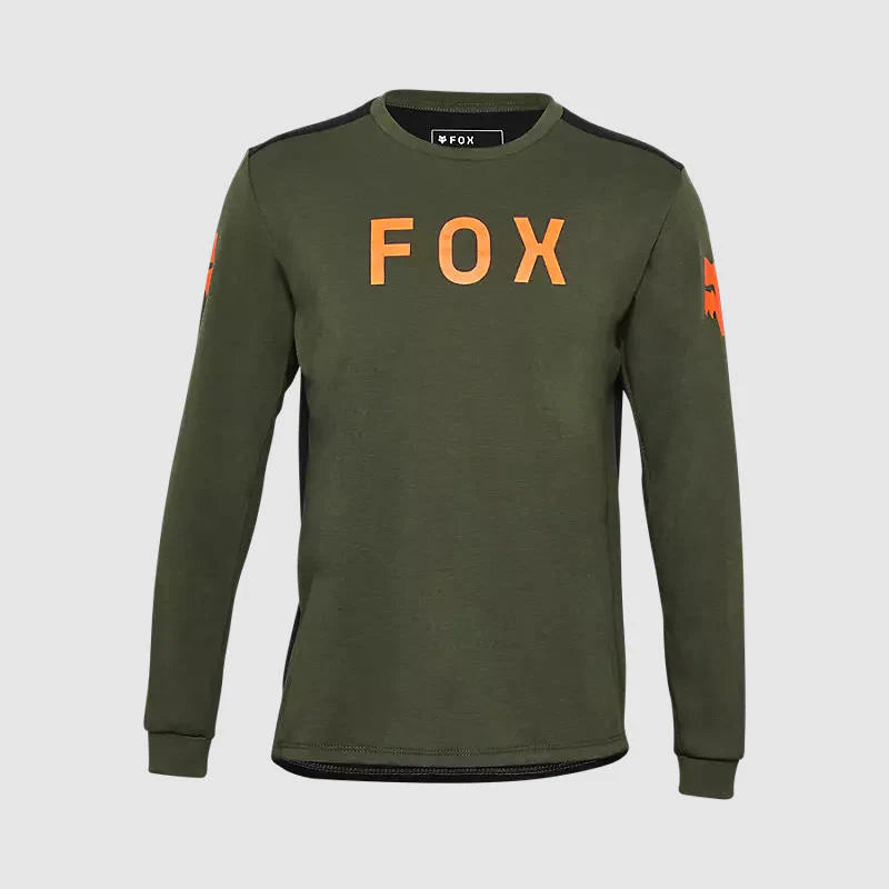 Polera Bicicleta Niño Fox Ranger Aviation drirelease® Manga Larga Verde