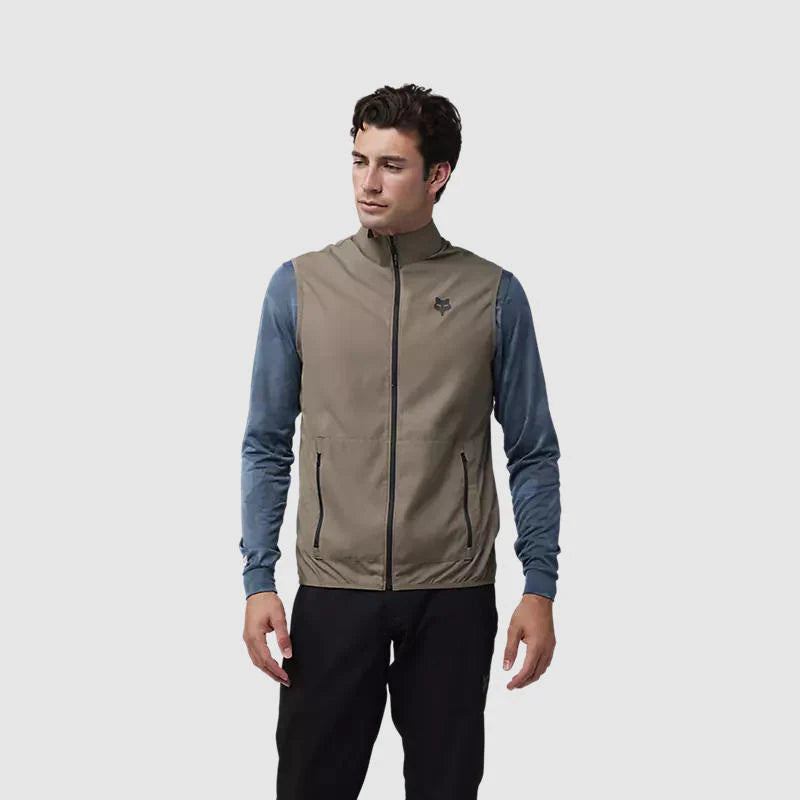 Chaqueta Cortavientos Bicicleta Fox Ranger Sin Mangas Cafe