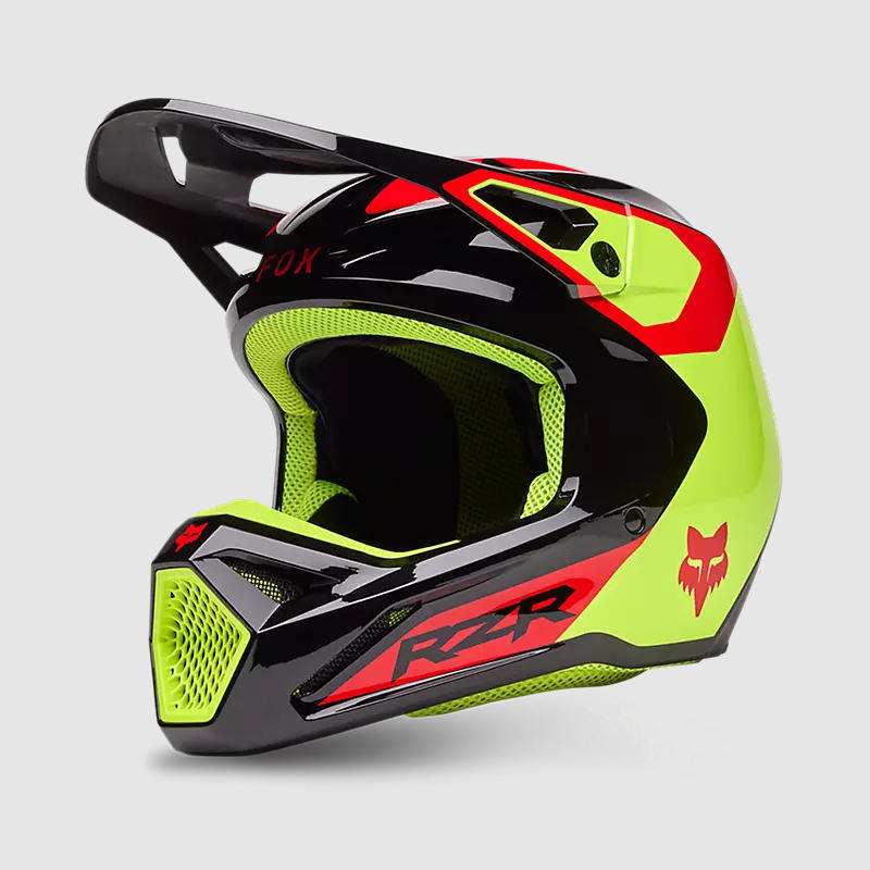 Casco Moto V1 Polaris Negro/Amarillo Fox
