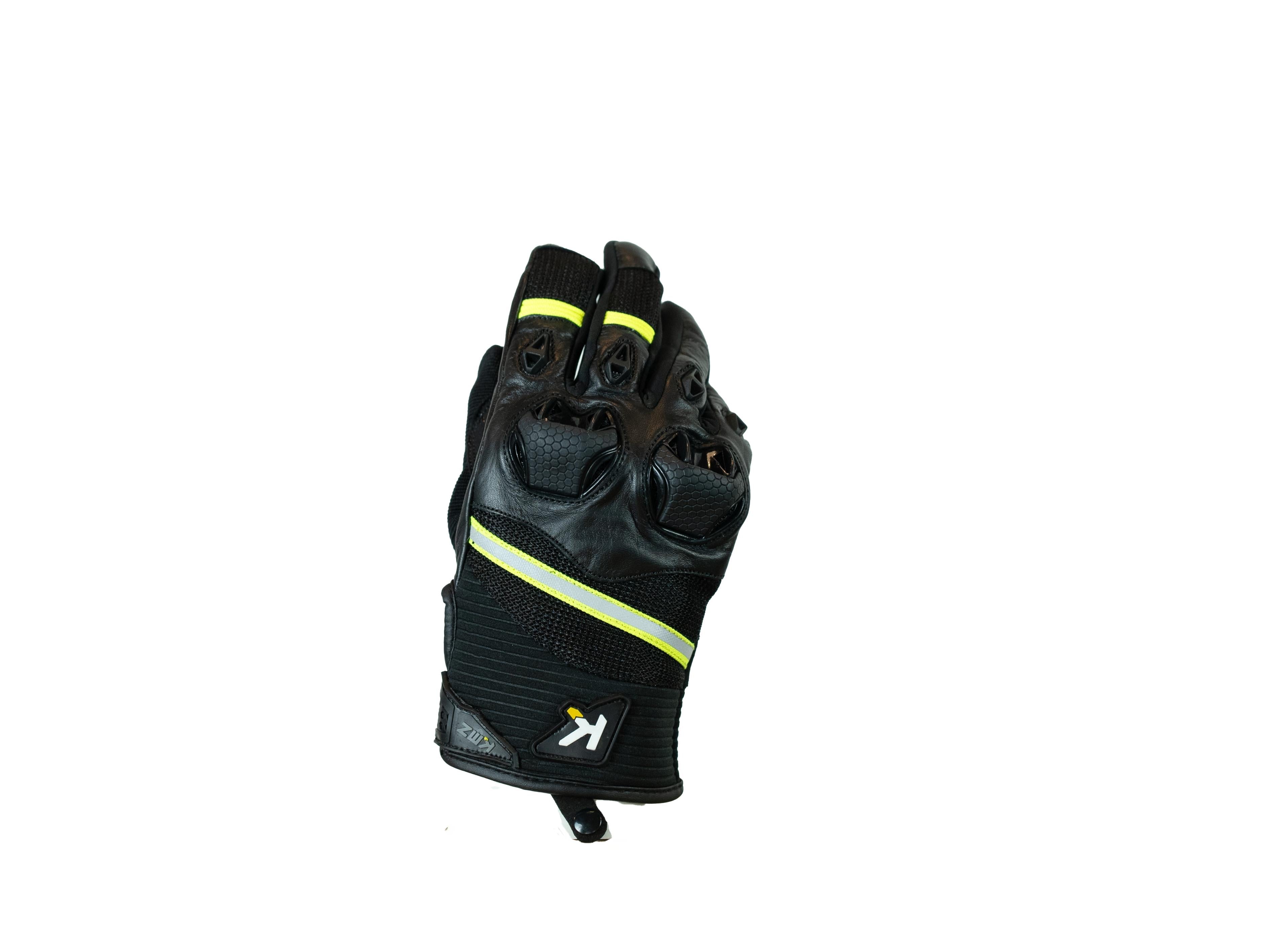 Guantes Moto Calle Leather III Negro/Amarillo KMZ