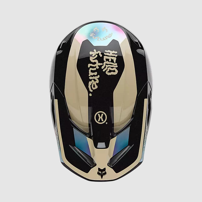 Casco Moto V1 Hello Future Negro/Cafe Fox