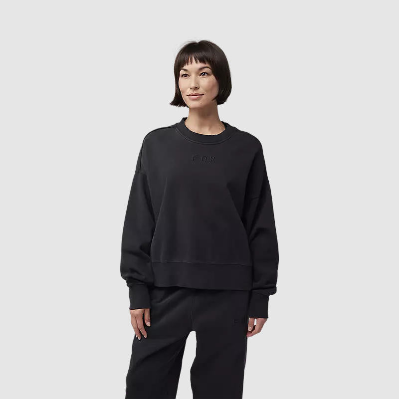 Poleron Lifestyle Mujer Wordmark Crew Oversize Negro Fox