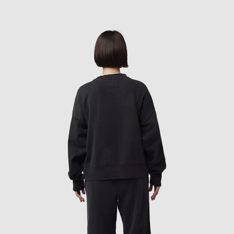 Poleron Lifestyle Mujer Wordmark Crew Oversize Negro Fox