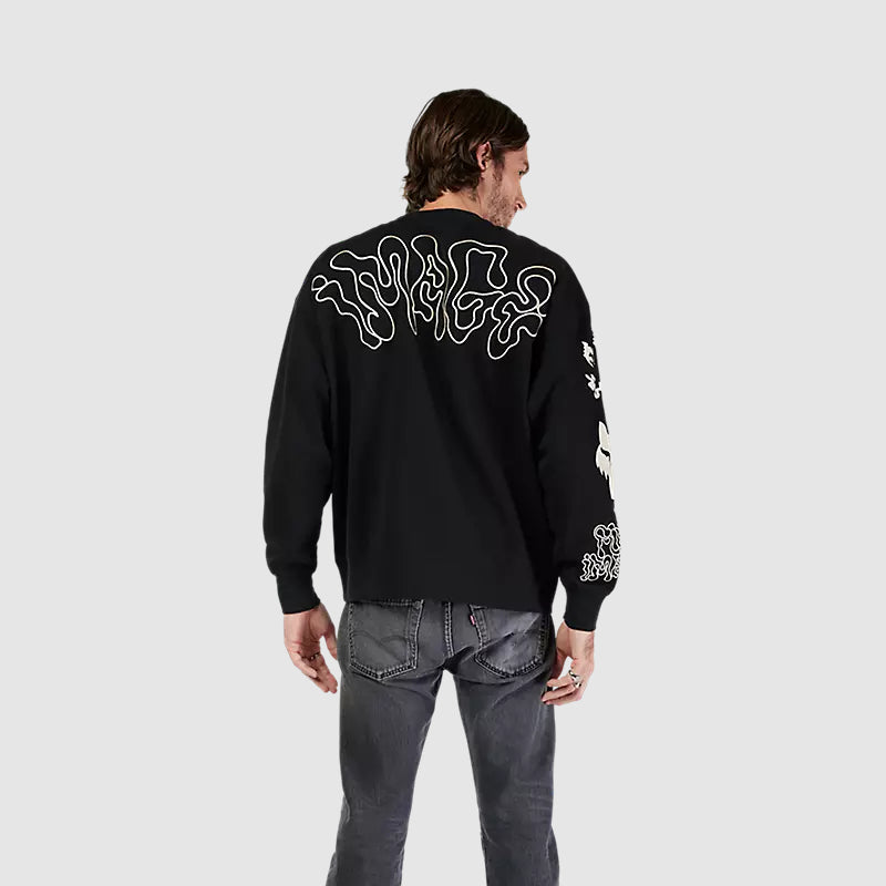 Poleron Lifestyle Crew Oversize Hello Future Oversize Negro Fox