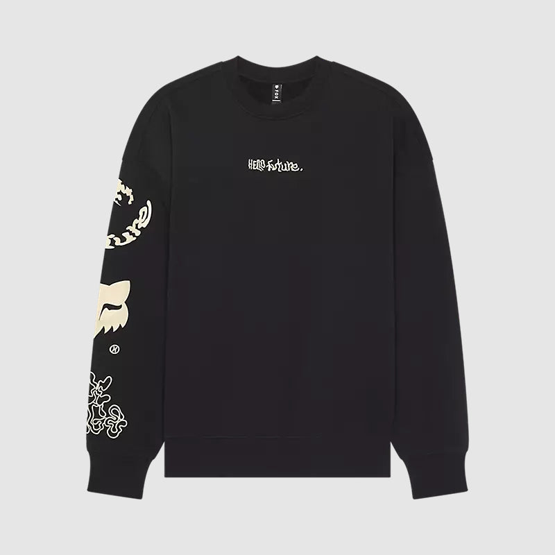 Poleron Lifestyle Crew Oversize Hello Future Oversize Negro Fox
