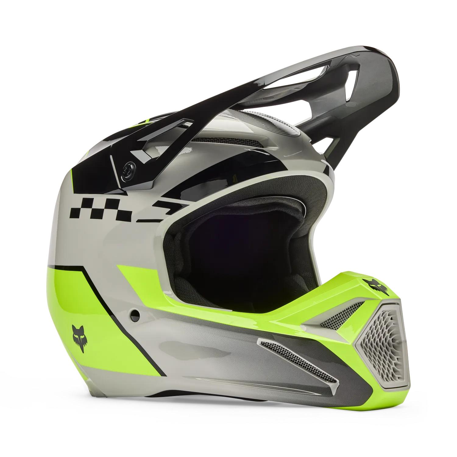 Casco Moto V1 Collect Gris/Amarillo Fox