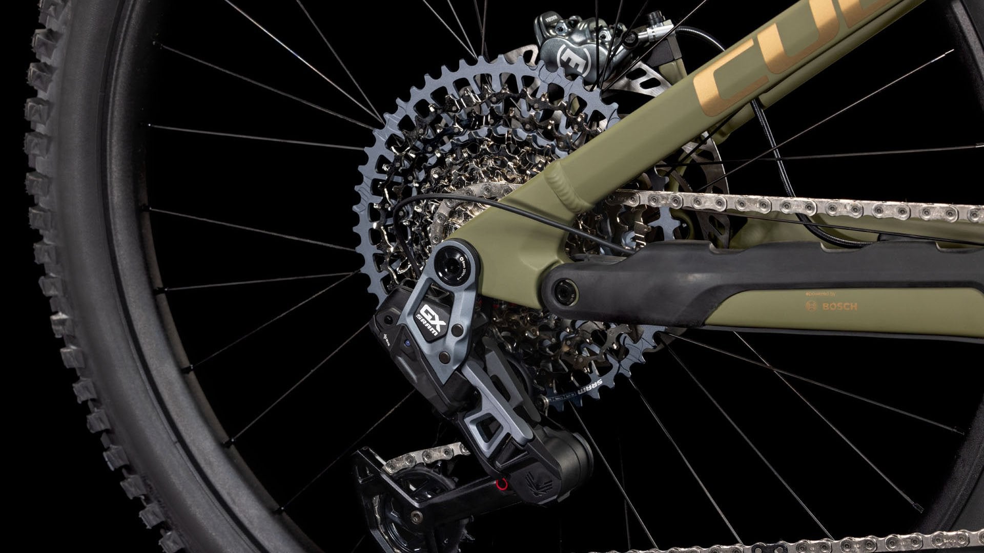 Bicicleta Eléctrica Cube Stereo Hybrid ONE77 HPC TM 800 Dustyolive´n´gold