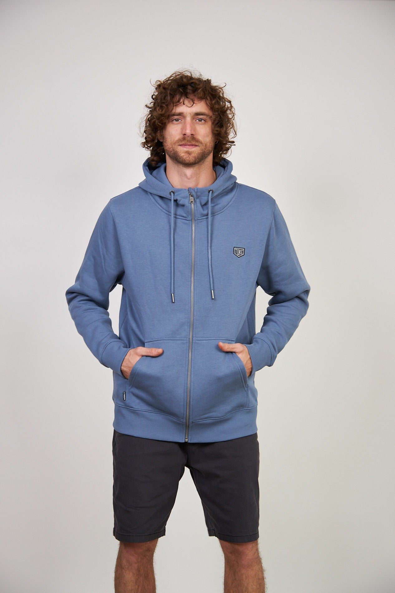 Poleron Azul Hombre Full Zipper