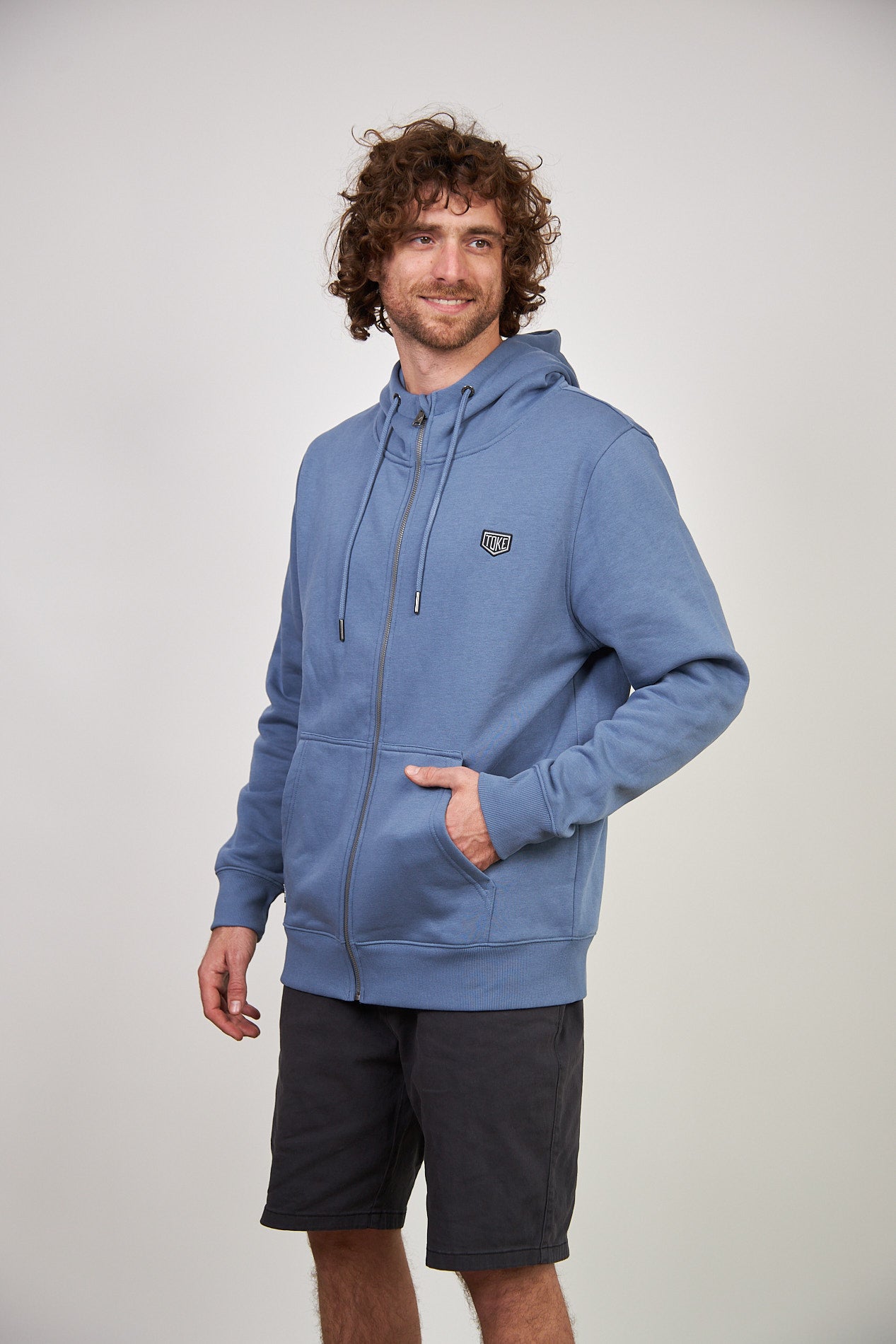 Poleron Azul Hombre Full Zipper