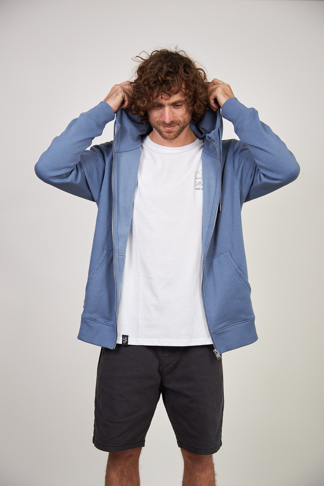 Poleron Azul Hombre Full Zipper