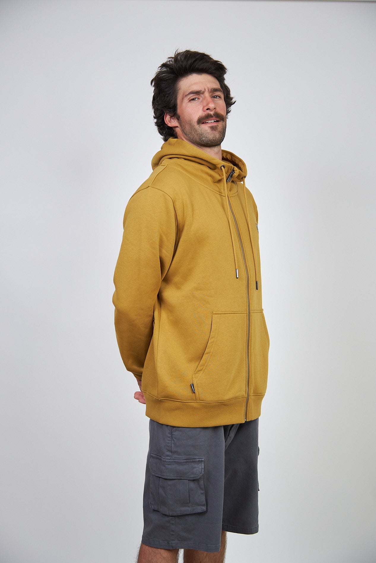 Poleron Café Hombre Con Cierre