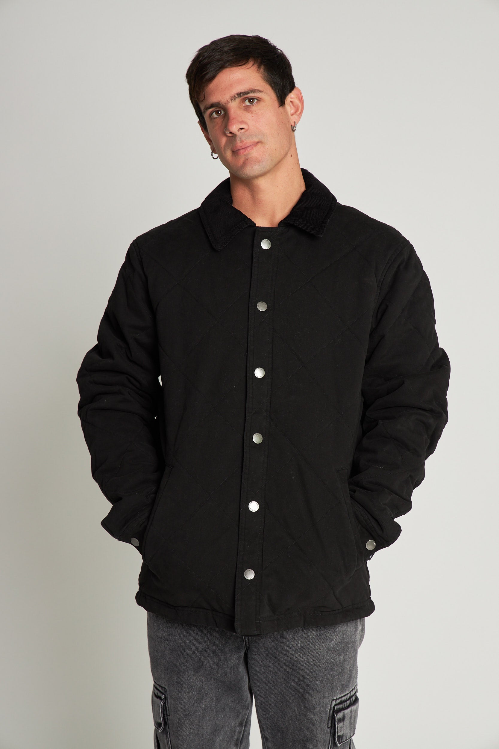 Chaqueta Negra Hombre Canvas Basket