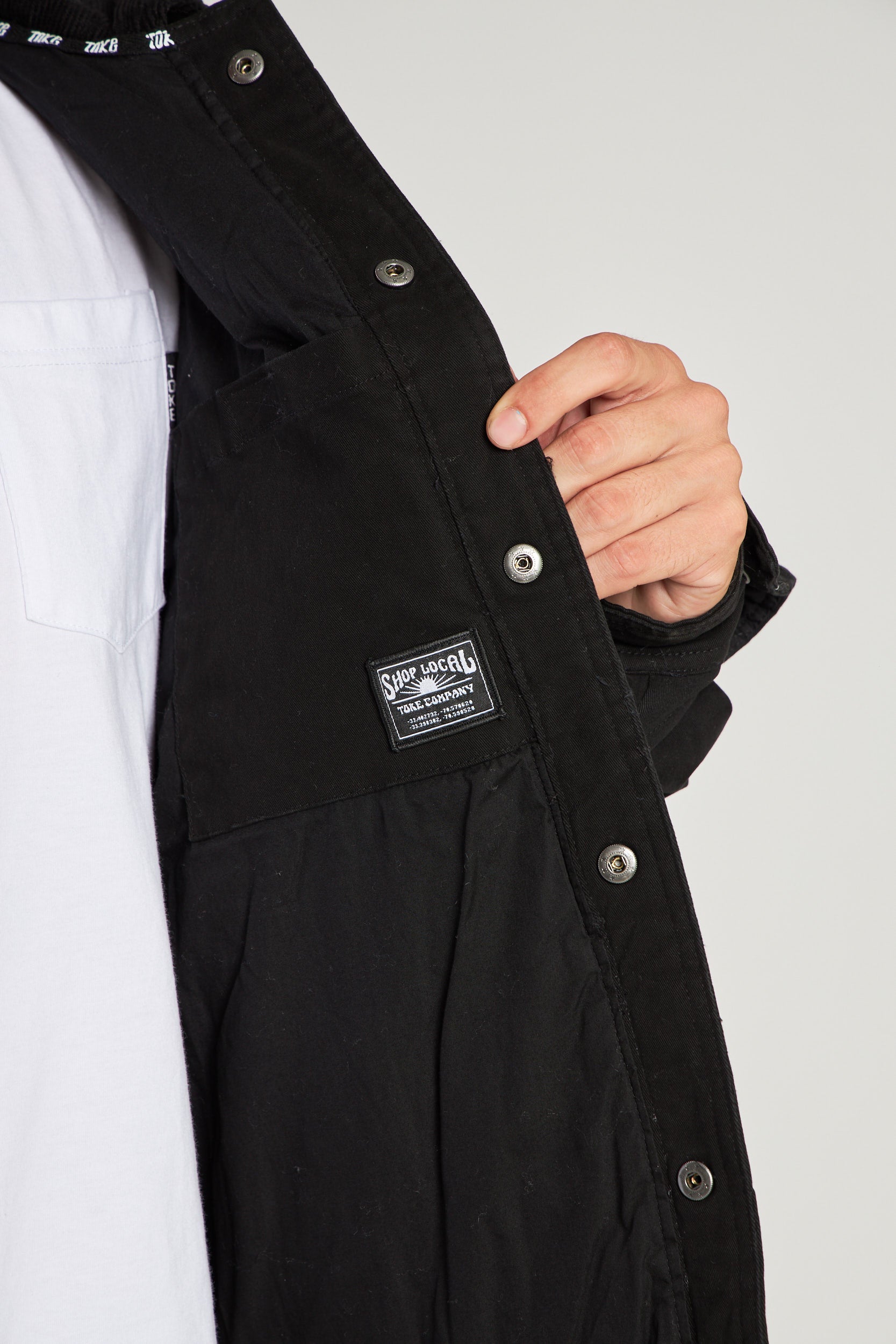 Chaqueta Negra Hombre Canvas Basket