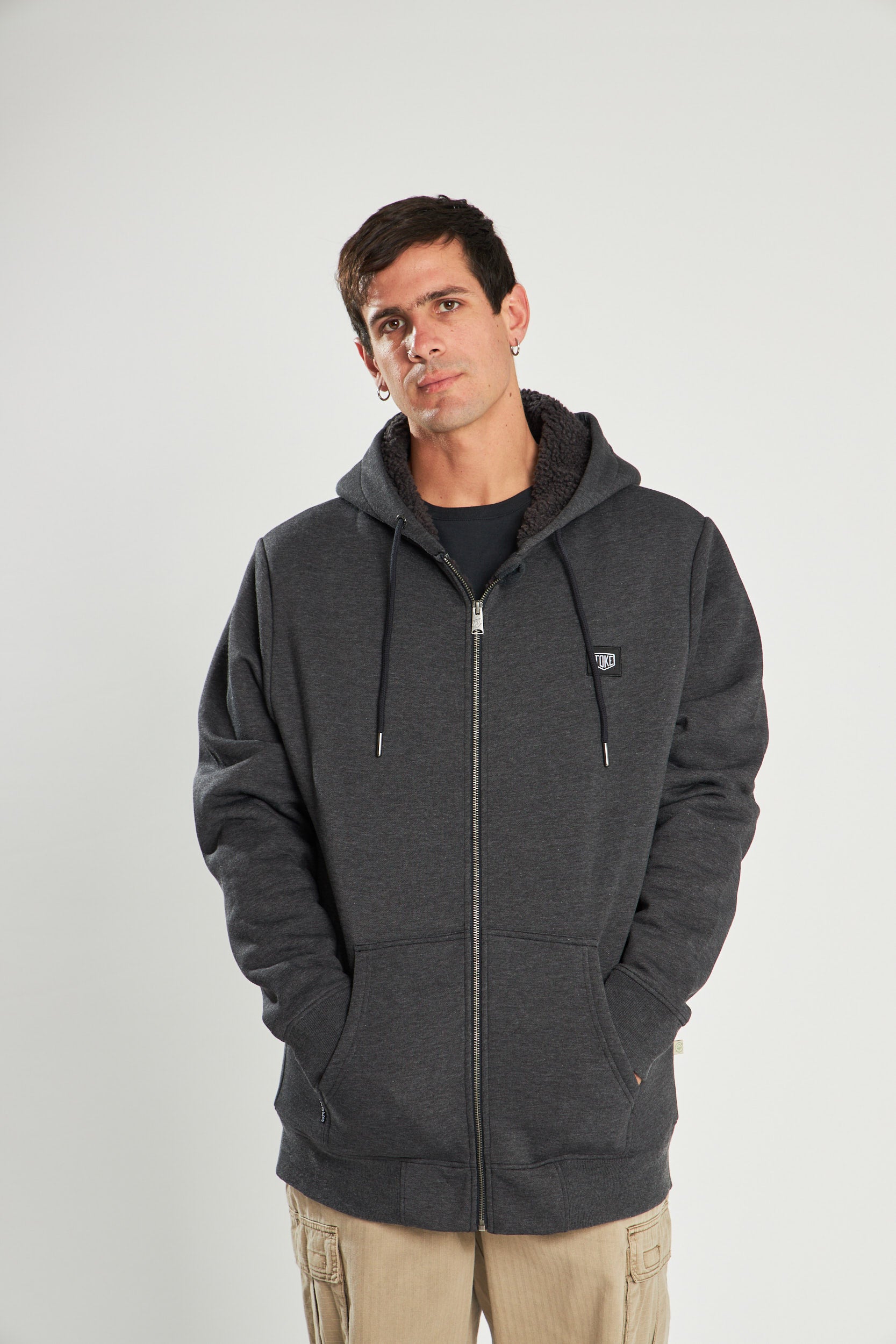 Poleron Negro Con Cierre Sherpa