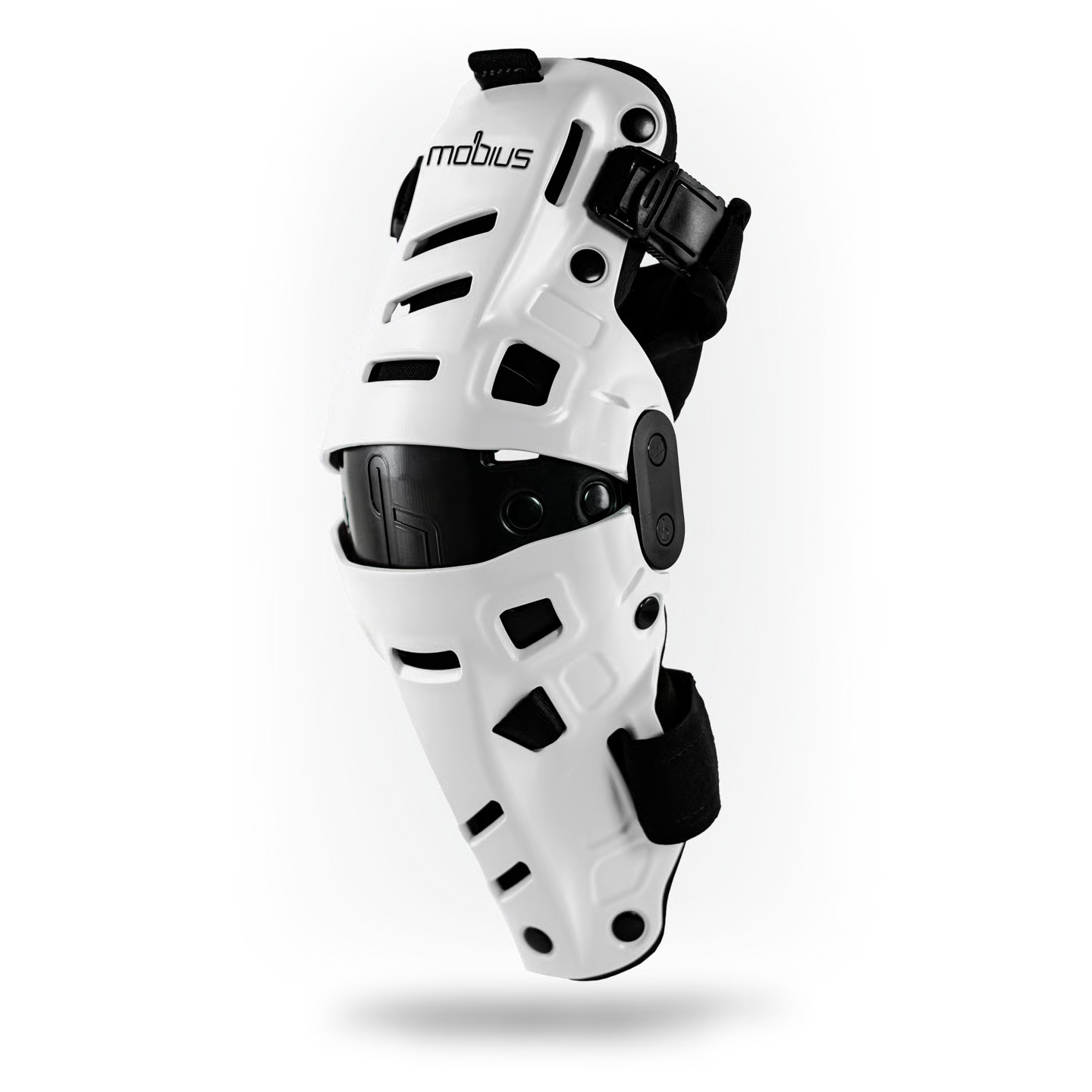 Rodillera Articulada Mobius X8H Hybrid Blanco/Negro - Motocross Enduro MTB