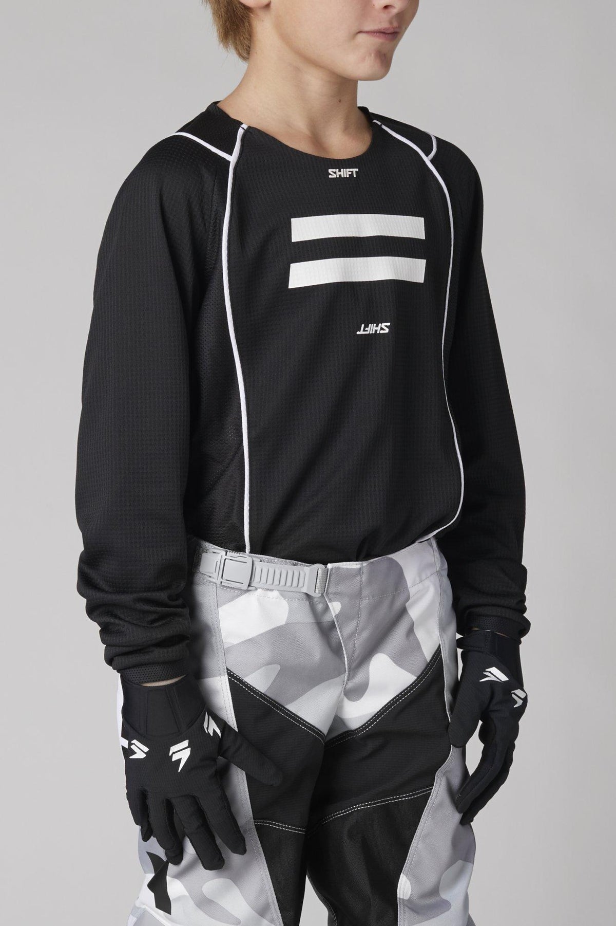 Polera Moto Niño Whit3 Label G.I. Fro Negro Shift - Rideshop