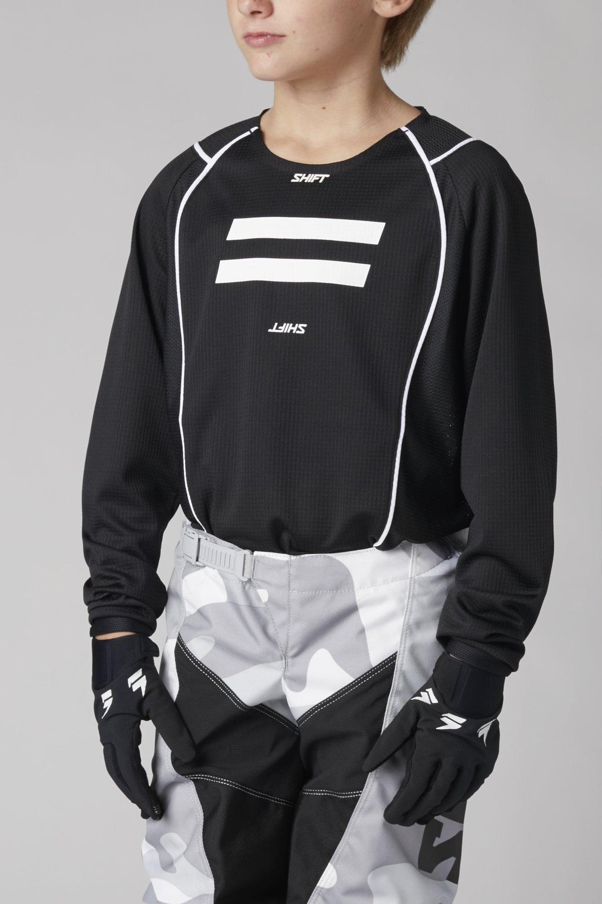 Polera Moto Niño Whit3 Label G.I. Fro Negro Shift - Rideshop