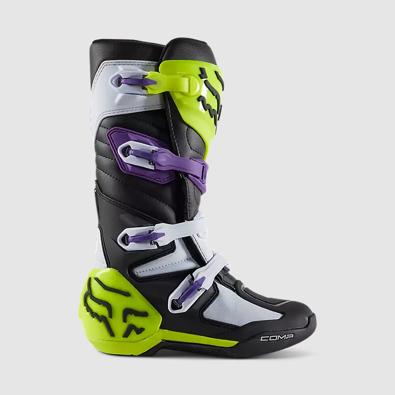 FOX Botas Moto Comp Negro/Verde/Blanco/Morado - Rideshop